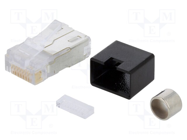 Plug; RJ45; PIN: 8; shielded; Layout: 8p8c; IDC,crimped; for cable