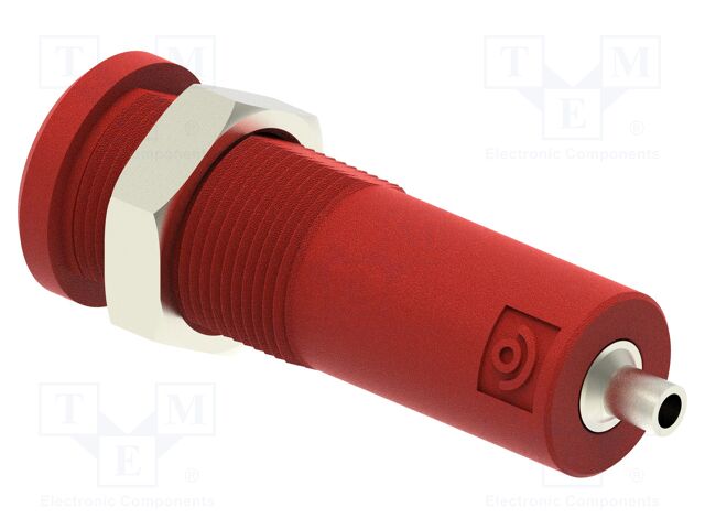 Connector: 4mm banana; socket; 10A; red; 2mm soldering hole