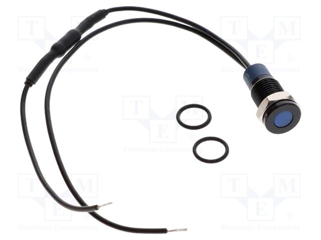 IP67; Leads: 150mm leads; Cutout: Ø8.2mm; Body: black; Kind: flat