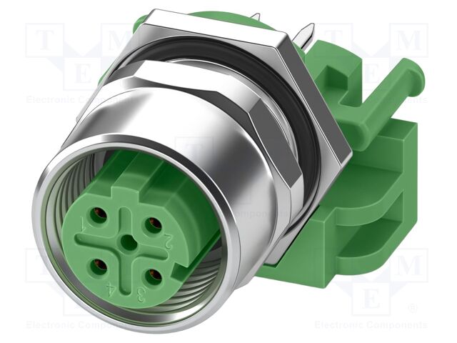 Connector: M12; socket; PIN: 4; female; 250V; straight; IP67; THT