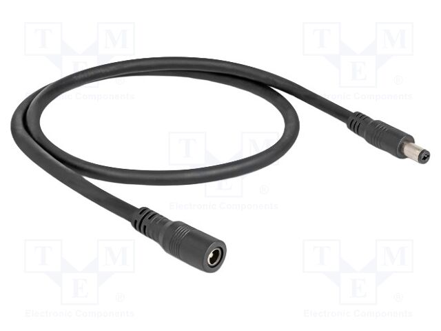 Cable; DC 5,5/2,1 plug,DC 5,5/2,1 socket; straight; black; 500mm