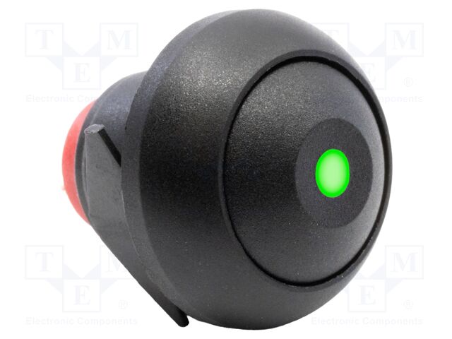 Switch: push-button; Pos: 2; SPST; 0.1A/50VDC; 0.125A/125VAC; black