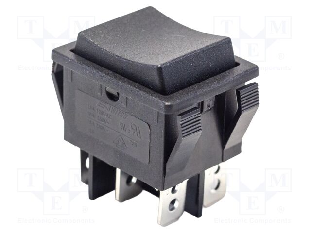 ROCKER; DP3T; Pos: 3; (ON)-OFF-(ON); 10A/250VAC; black; -20÷55°C