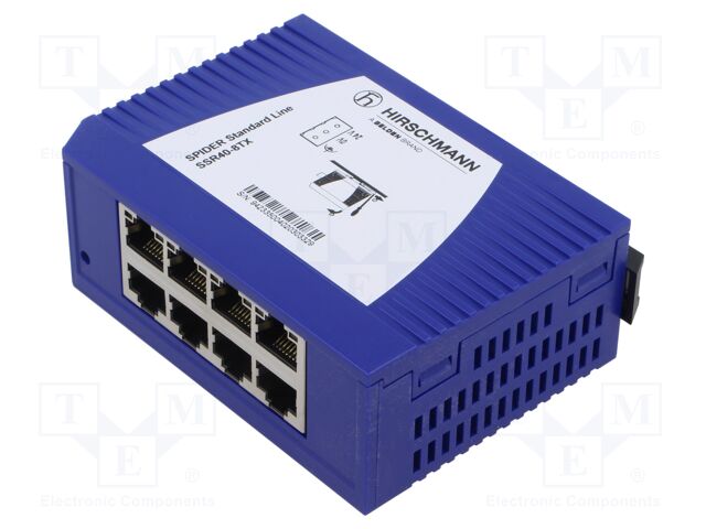 Switch Ethernet; unmanaged; Number of ports: 8; 9.6÷32VDC; RJ45