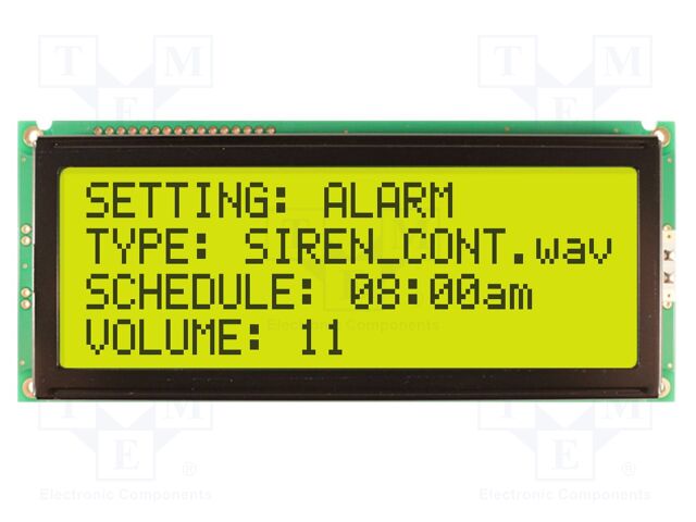 Display: LCD; STN Positive; 20x4; yellow-green; 146x62.5mm; LED