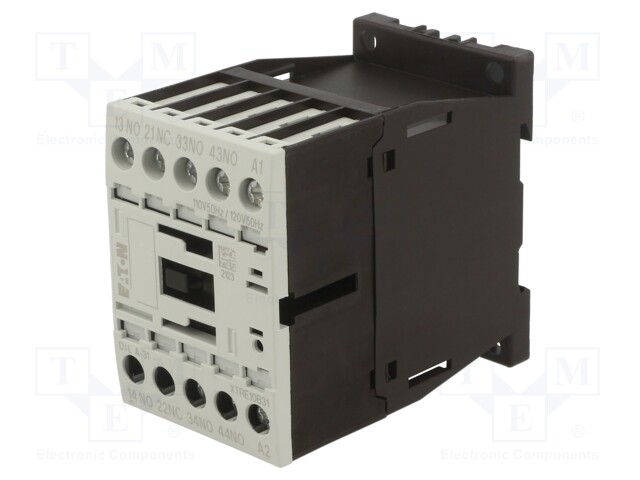 Contactor: 4-pole; NC + NO x3; 110÷120VAC; 4A; DIN,on panel