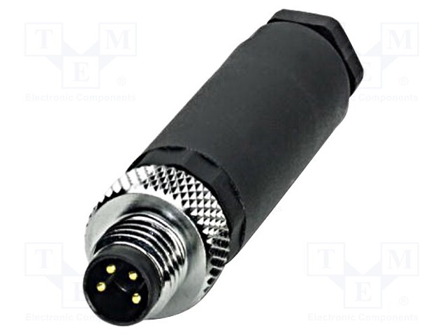 Connector: M8; male; PIN: 4; straight; for cable; plug; 4A; 30V