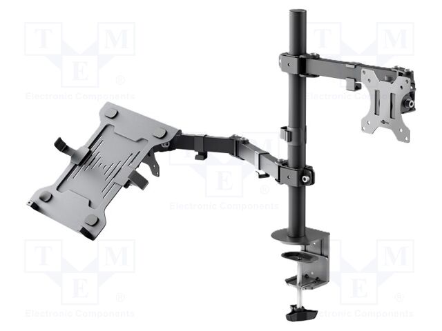 LCD/LED holder; black; with laptop arm; 8kg; 75x75mm,100x100mm
