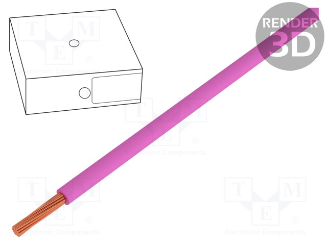 Wire; H05V-K; stranded; Cu; 1mm2; PVC; pink; 300V,500V; 250m; Class: 5