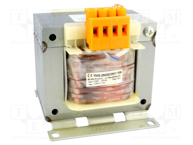 Transformer: mains; 250VA; 230VAC; 230V; Leads: terminal block