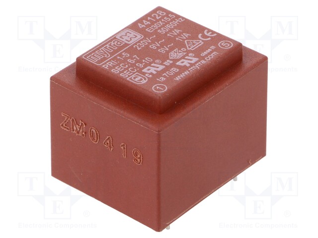 Transformer: encapsulated; 2VA; 230VAC; 9V; 9V; 111mA; 111mA