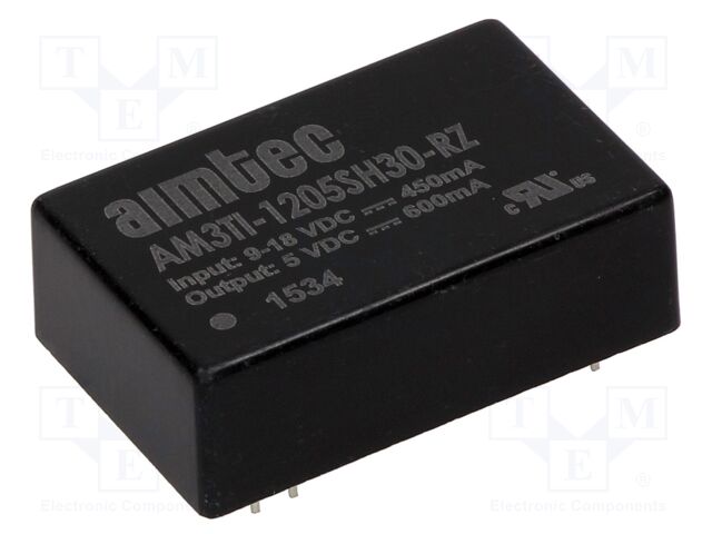 Converter: DC/DC; 3W; Uin: 9÷18VDC; Uout: 5VDC; Iout: 600mA; DIP24