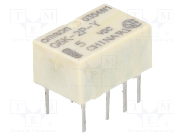 Relay: electromagnetic; DPDT; Ucoil: 5VDC; 0.3A/125VAC; 1A/30VDC