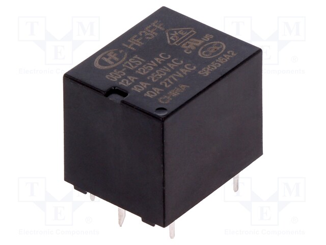 Relay: electromagnetic; SPDT; Ucoil: 5VDC; 10A/277VAC; 10A/28VDC