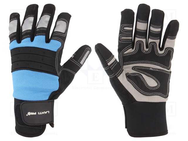 Protective gloves; Size: 7; black/blue; microfiber,plastic