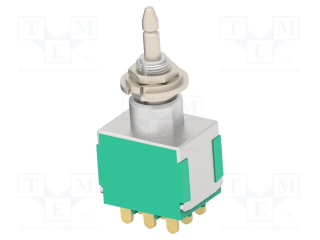 Switch: push-button; Pos: 2; 3PDT; 3A/250VAC; 4A/28VDC; ON-(ON)