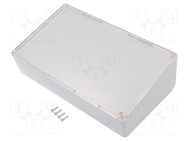 Enclosure: desktop; X: 216mm; Y: 130mm; Z: 80mm; ABS; light grey