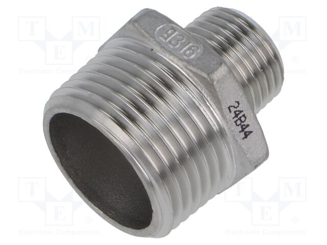 Male-male,reductive; max.10.5bar; 1.4408 stainless steel; G316