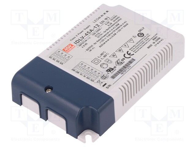 Power supply: switched-mode; LED; 36W; 12VDC; 3A; 90÷295VAC; IP20