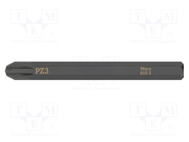 Screwdriver bit; Pozidriv®; PZ3; Overall len: 70mm; Mounting: 1/4"