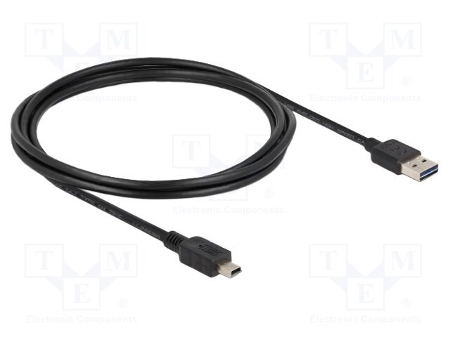 Cable; USB 2.0; USB A plug double sided,USB B mini plug; 2m