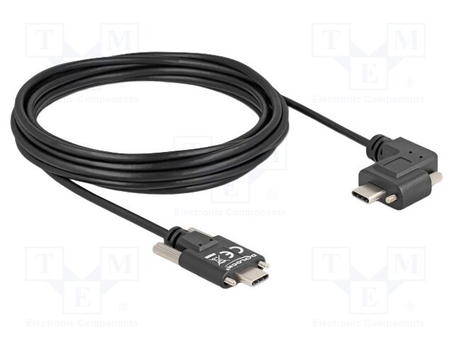 Cable; USB 2.0; USB C plug,USB C angled plug; 5m; black; 480Mbps