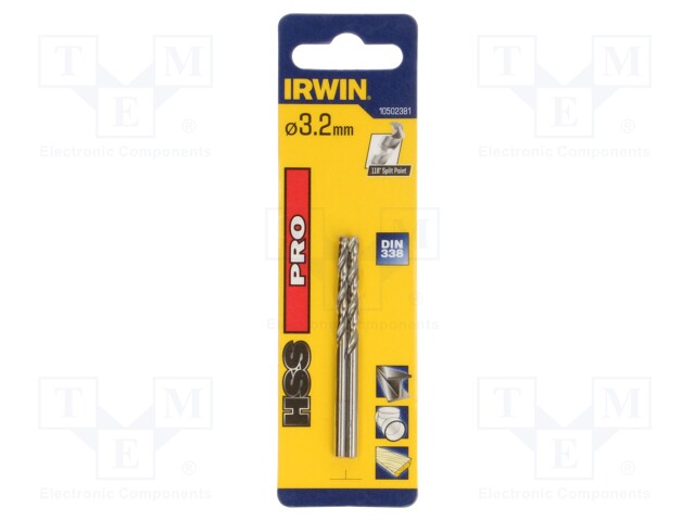 Drill bit; for metal; Ø: 3.2mm; L: 65mm; Working part len: 36mm