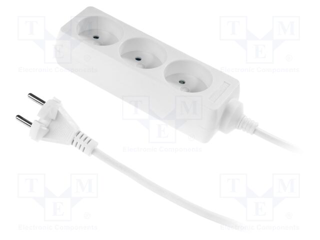 Mains; Schuko; Sockets: 3; CEE 7/5 (E) socket,CEE 7/7 (E/F) plug