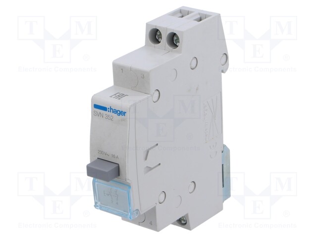 Module: pushbutton switch; 230VAC; 16A; DIN; bistable