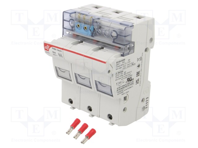 Fuse holder; cylindrical fuses; 14x51mm; Mounting: DIN; 50A; IP20