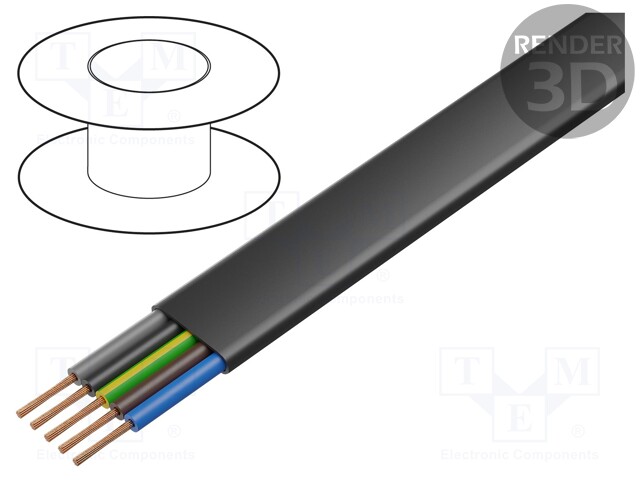 Wire; PVC-Flach; 5G4mm2; unshielded; 450/750V; PVC; Cu; stranded