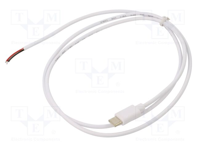 Cable; service; wires,USB C plug; 1m; white; 60W; 3A; 20V