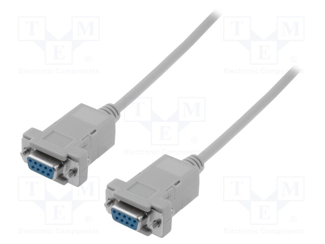 Cable; D-Sub 9pin socket,both sides; 1.8m; grey
