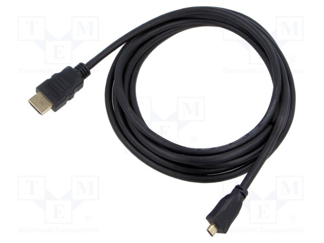 Cable; HDMI 2.1; HDMI plug,micro HDMI plug; PVC; Len: 2m; black
