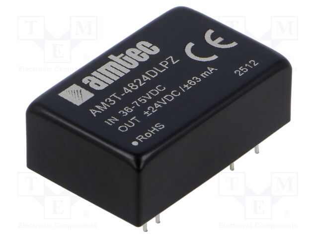 Converter: DC/DC; 3W; Uin: 36÷75V; Uout: -24VDC; Uout2: 24VDC; THT