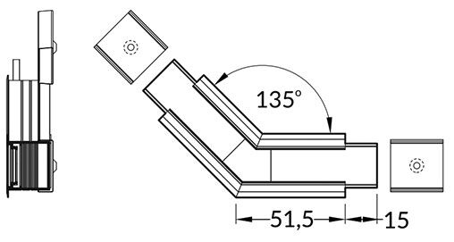 Connector 135°; white; aluminium,polycarbonate
