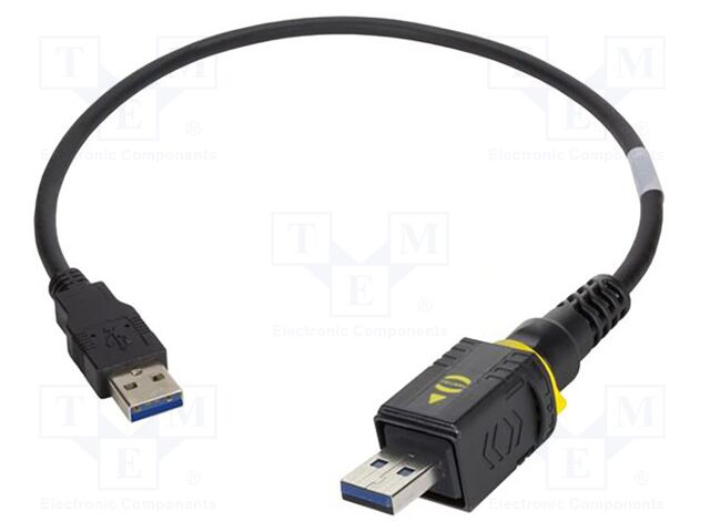Cable; USB 3.0; USB A plug,both sides; 2m; black; hermetic x1