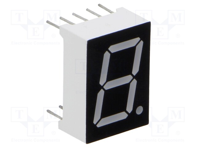 Display: LED; 7-segment; 13.2mm; 0.52"; No.char: 1; red; 6÷12mcd