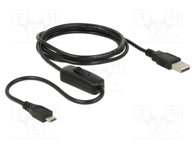 Cable; USB 2.0,with switch; USB A plug,USB B micro plug; 1.5m