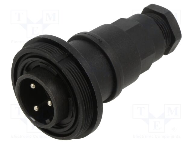 Connector: circular; plug; male; PIN: 3; 12A; 277V; IP68,IP69K; 6÷8mm
