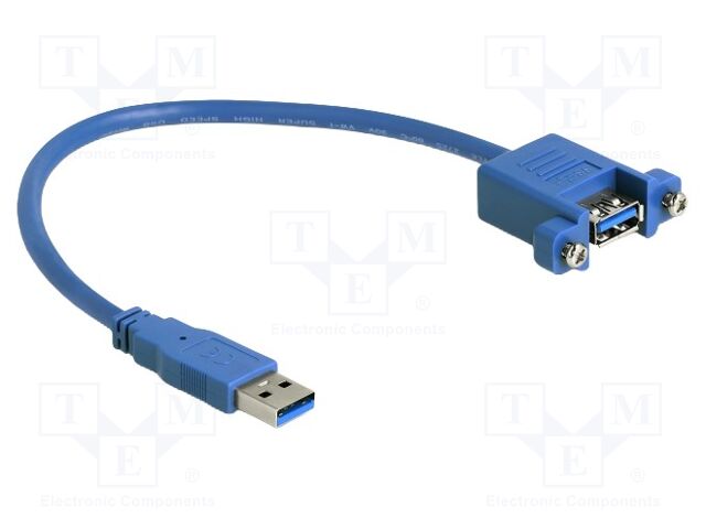 Cable; USB A socket,USB A plug; 0.25m; blue; 24AWG,30AWG; 5Gbps