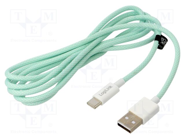 Cable; USB 2.0; USB A plug,USB C plug; 1.5m; green; 480Mbps; 60W