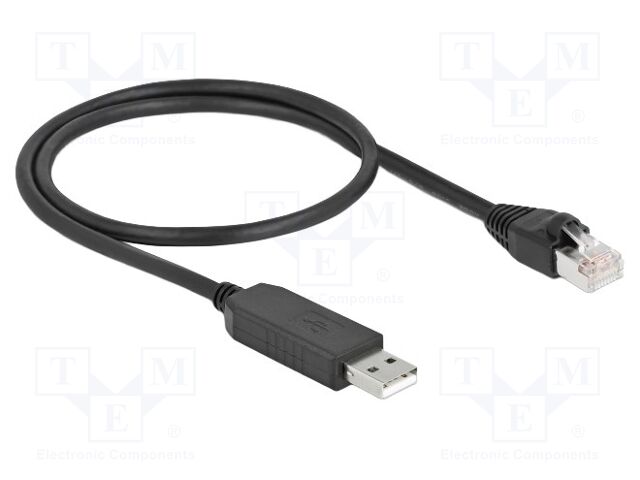 Cable; RJ45 plug,USB A socket; 0.5m; black; 921.6kbps
