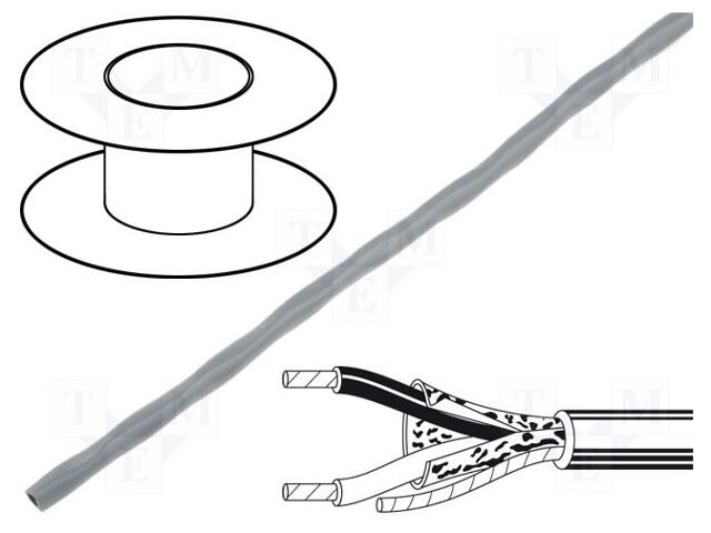 Wire; 1x2x18AWG; stranded; Cu; Al-PET foil; PVC; grey; 305m; 300V