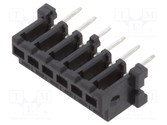 Socket; wire-wire/PCB; female; DF3; 2mm; PIN: 6; THT; on PCBs; tinned
