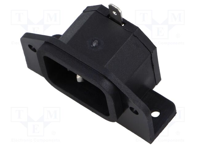Connector: AC supply; socket; male; C14 (E); THT; polyamide; 10A