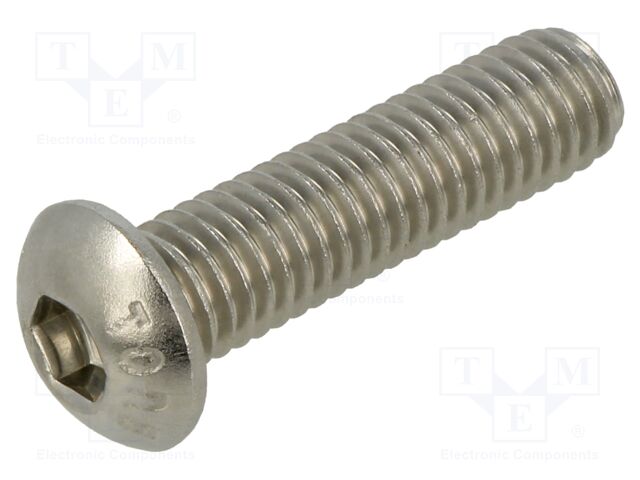 Screw; M8x30; Head: button; hex key; HEX 5mm; A2 stainless steel
