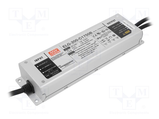 Power supply: switched-mode; LED; 199.5W; 57÷114VDC; 1750mA; IP67