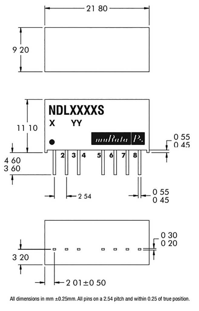 Converter: DC/DC; 2W; Uin: 4.5÷5.5V; Uout: 9VDC; Iout: 222mA; SIP