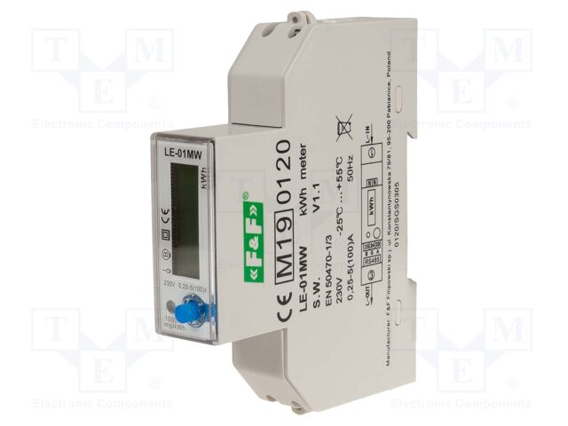 Electric energy meter; digital,mounting; for DIN rail mounting